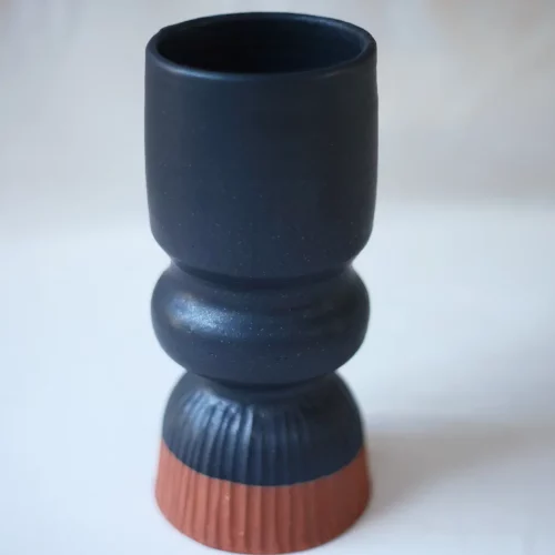 Ceramic, terracotta vase, matte Black glaze