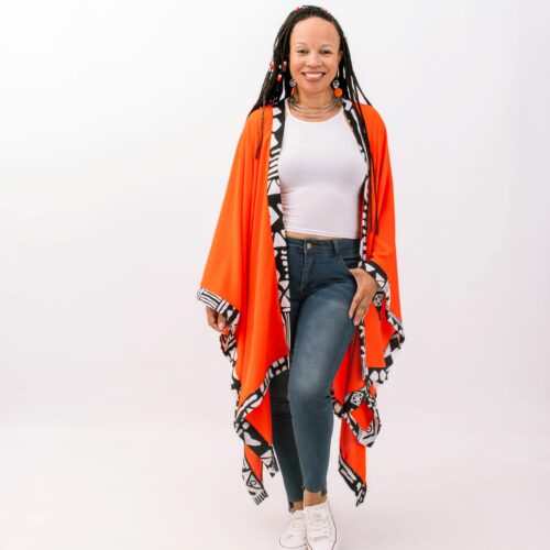 This sunset orange kimono is bold and vibrant and can’t help but turn heads. It can be worn for any occasion, from a casual day out, to a formal evening event.