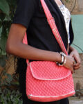 pink bobble pattern crochet handbag